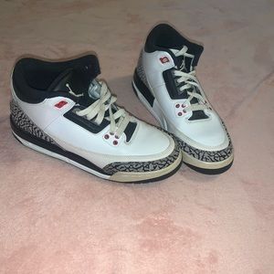 Air Jordan 3 Retro GS black white and red shoes